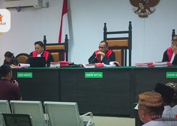Sidang lanjutan kasus kerusuhan Pohuwato di pengadilan Tipikor dan Hubungan Industrial Gorontalo, Selasa (6/2/2024).