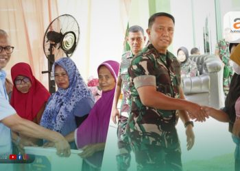 Penyerahan sembako oleh PGP dan Kodam XIII/Merdeka kepada masyarakat Kabupaten Pohuwato, Rabu (7/2/2024).