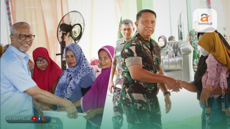 Penyerahan sembako oleh PGP dan Kodam XIII/Merdeka kepada masyarakat Kabupaten Pohuwato, Rabu (7/2/2024).