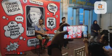 Konferensi Pers Calon Anggota DPD RI, dapil Gorontalo, Syarif Mbuinga, Jumat (16/2/2024).