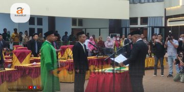 Pelantikan PAW Anggota DPRD Kabupaten Pohuwato, Bahrudin Ismail, Senin (18/3/2024).