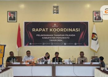 Rakor pelaksanaan tahapan Pilkada 2024 oleh KPU Kabupaten Pohuwato, Rabu (24/4/24).