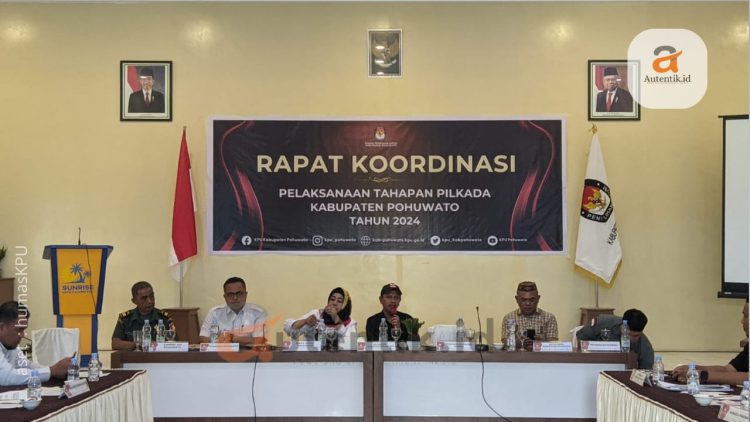 Rakor pelaksanaan tahapan Pilkada 2024 oleh KPU Kabupaten Pohuwato, Rabu (24/4/24).