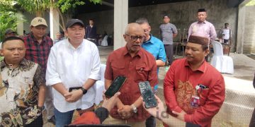 Chief of External Affairs, PT. Merdeka, Boyke Abidin, saat diwawancarai usai RAT KUD Dharma Tani Marisa, Kamis (27/6/2024).