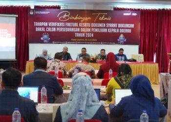 Bimtek Tahapan Verfak dokumen syarat dukungan Bapaslkn perseorangan Pilkada 2024, Sabtu (15/6/2024).
