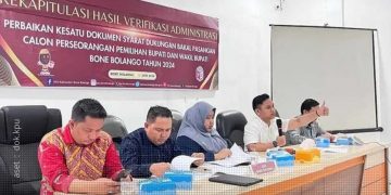 Rekapitulasi hasil verifikasi administrasi Bapaslon perseorangan okeh KPU Kabupaten Pohuwato.