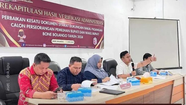 Rekapitulasi hasil verifikasi administrasi Bapaslon perseorangan okeh KPU Kabupaten Pohuwato.