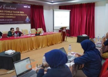 Rapat Evaluasi Indeks Partisipasi Pemilu oleh KPU Provinsi Gorontalo, Sabtu (15/6/2024).