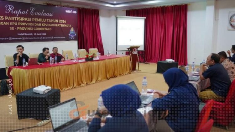 Rapat Evaluasi Indeks Partisipasi Pemilu oleh KPU Provinsi Gorontalo, Sabtu (15/6/2024).