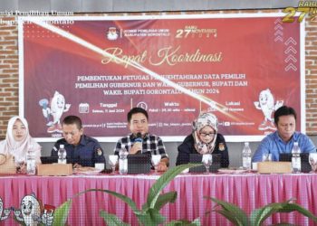KPU Kabupaten Gorontalo saat menggelar rakor pembentukan Pantarlih, Selasa (11/6/2024).
