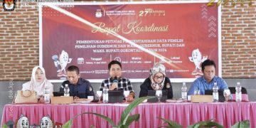 KPU Kabupaten Gorontalo saat menggelar rakor pembentukan Pantarlih, Selasa (11/6/2024).