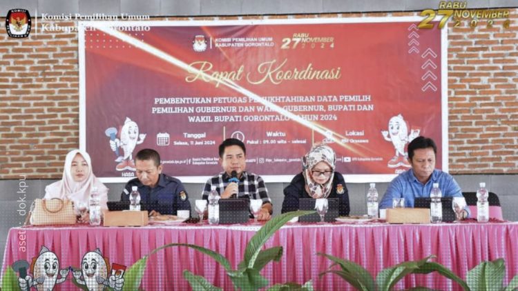 KPU Kabupaten Gorontalo saat menggelar rakor pembentukan Pantarlih, Selasa (11/6/2024).