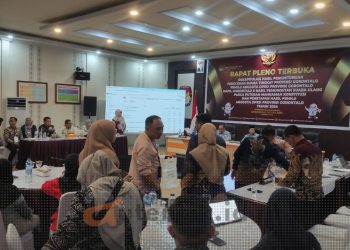 Rapat pleno terbuka rekapitulasi hasil perhitungan perolehan suara tingkat Provinsi Gorontalo, Jumat (19/7/2024).
