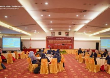 Rapat Kerja Penyusunan Bukti Verifikasi Pertanggungjawaban Keuangan Satker dan Badan Penyelenggara Adhoc di lingkungan KPU Kabupaten/Kota se-Provinsi Gorontalo.