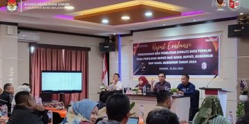 Rapat Evaluasi Coklit Data Pemilih oleh KPU Kabupaten Bone Bolango.