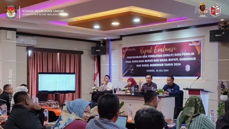 Rapat Evaluasi Coklit Data Pemilih oleh KPU Kabupaten Bone Bolango.