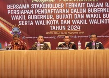 Rakor KPU Provinsi Gorontalo beraama stakeholder dengan agenda persiapan pendaftaran calon Gubernur dan Wakil Gubernur Gorontalo pada Pilkada 2024.