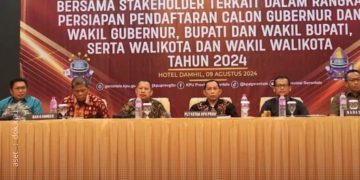 Rakor KPU Provinsi Gorontalo beraama stakeholder dengan agenda persiapan pendaftaran calon Gubernur dan Wakil Gubernur Gorontalo pada Pilkada 2024.