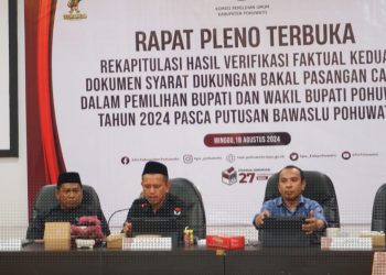 Pleno terbuka rekapitulasi hasil Verfak kedua dokumen syarat dukungan Bapaslon Perseorangan Pilkada Pohuwato.