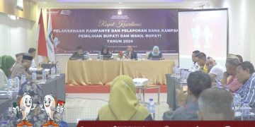 Rakor KPU Kabupaten Gorontalo kaitan pelaksanaan kampanye dan pelaporan dana kampanye, Kamis (19/9/2024).