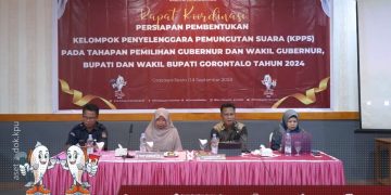 Rakor KPU Kabupaten Gorontalo terkait persiapan pendaftaran pembentukan KPPS, Sabtu (14/9/2024).