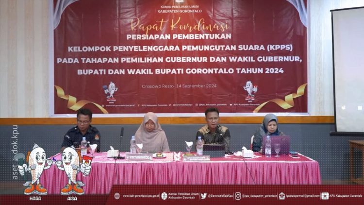Rakor KPU Kabupaten Gorontalo terkait persiapan pendaftaran pembentukan KPPS, Sabtu (14/9/2024).