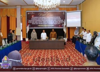 Rapat kerja KPU Provinsi Gorontalo terkait persiapan Rikes, Senin (12/8/2024).