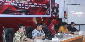 Rakor persiapan pengundian nomor urut dan tahapan kampanye Pilkada 2024 tingkat Kabupaten Bone Bolango, Jumat (20/9/2024).