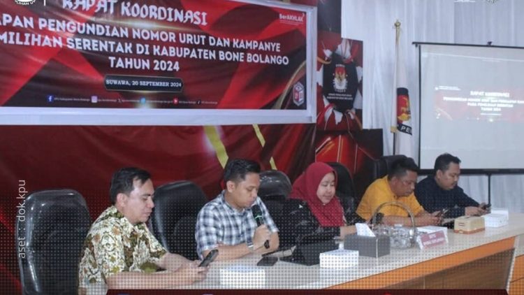 Rakor persiapan pengundian nomor urut dan tahapan kampanye Pilkada 2024 tingkat Kabupaten Bone Bolango, Jumat (20/9/2024).