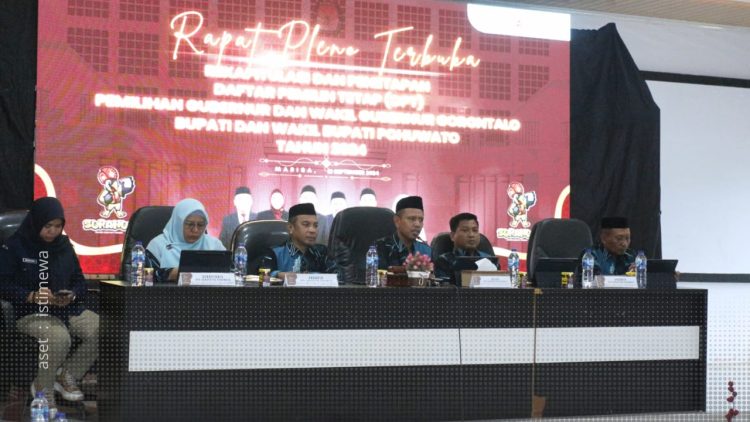 Pleno terbuka KPU Kabupaten Pohuwato, rekapitulasi dan penetapan DPT, Sabtu (21/9/2024).