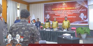 Pleno rekapitulasi dan penetapan DPT oleh KPU Kabupaten Gorontalo, Sabtu (22/9/2024).
