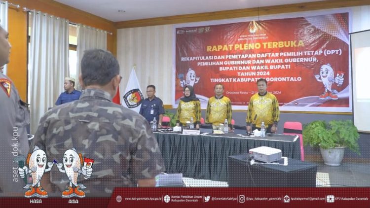 Pleno rekapitulasi dan penetapan DPT oleh KPU Kabupaten Gorontalo, Sabtu (22/9/2024).
