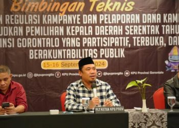 KPU Provinsi Gorontalo saat menggelar Bimtek pelaksanaan regulasi kampanye, 15-16 September 2024.