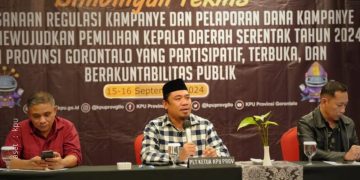KPU Provinsi Gorontalo saat menggelar Bimtek pelaksanaan regulasi kampanye, 15-16 September 2024.