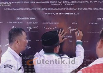 Penandatanganan pakta integritas Pilkada Damai 2024 tingkat Kabupaten Pohuwato, Senin (23/09/2024).