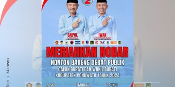 Pengumuman nobar debat kandidat Posko pemenangan Paslon Saipul - Iwan.