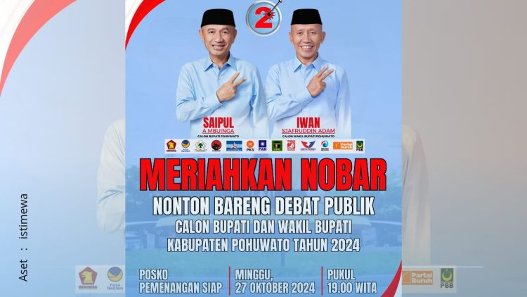 Pengumuman nobar debat kandidat Posko pemenangan Paslon Saipul - Iwan.