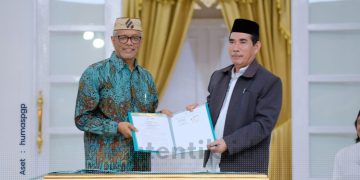 Penandatanganan MoU Pani Gold Project bersama PWNU Gorontalo, Selasa (22/10/2024).