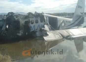 Kondisi pesawat SAM Air saat ditemukan tim evakuasi, Ahad (20/10/2024).