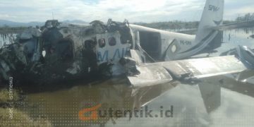 Kondisi pesawat SAM Air saat ditemukan tim evakuasi, Ahad (20/10/2024).