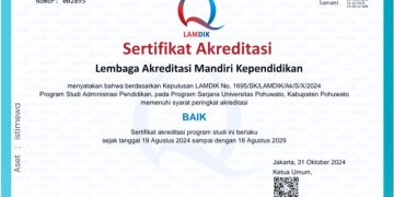 Sertifikat akreditasi LAMDIK.
