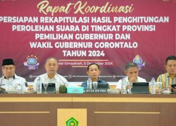 Rapat Koordinasi Persiapan Rekapitulasi Hasil Penghitungan Perolehan Suara di Tingkat Provinsi.