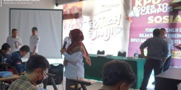 KPU Provinsi Gorontalo saat menggelar sosialisasi Pilkada di salah satu Universitas di Gorontalo.