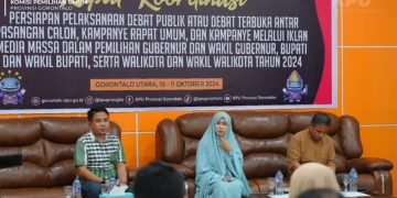 KPU Provinsi Gorontalo saat menggelar Rakor persiapan debat publik Paslon dan kampanye.